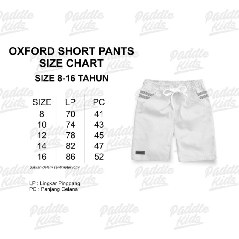 Oxford short pants paddlekids celana pendek oxford paddle kids size junior 8-16 tahun atau dewasa