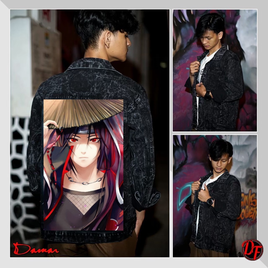 jaket jeans pria terbaru 2022 bergambar naruto /jaket pria printing/ jaket jeans pria bergambar terbaru/ jaket pria keren/ jaket pria denim jeans bergambar belakang