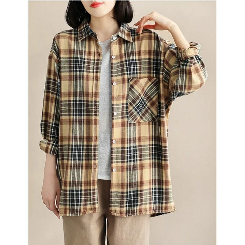 MDLV ~ 8930# Giordana Flannel Plaid Shirt Kemeja Kotak Korea Import