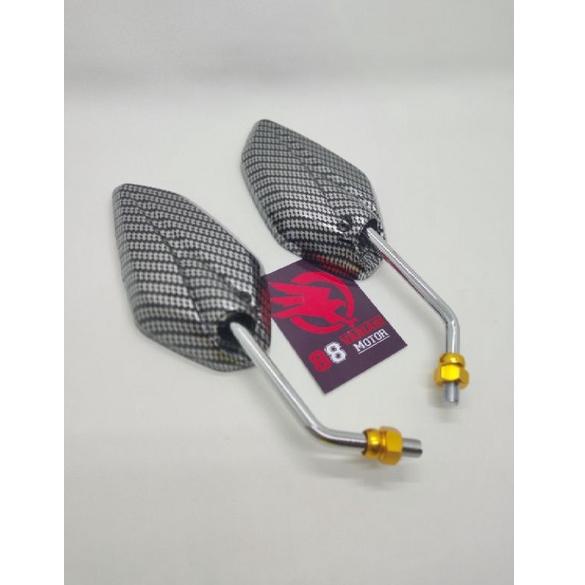 [KODE PRODUK HMHTP9154] Spion Yamaha Jupiter Karbon Gagang Crome Panjang - Tanggung - Kecil / Spion 