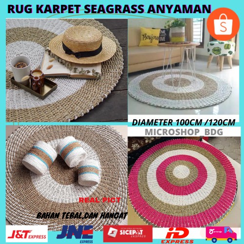 RUG ANYAMAN RUG SEAGRASS 100CM DAN 120CM /ROTAN SEAGRASS/KARPET BULAT/FLOOR MAT/KARPET MENDONG