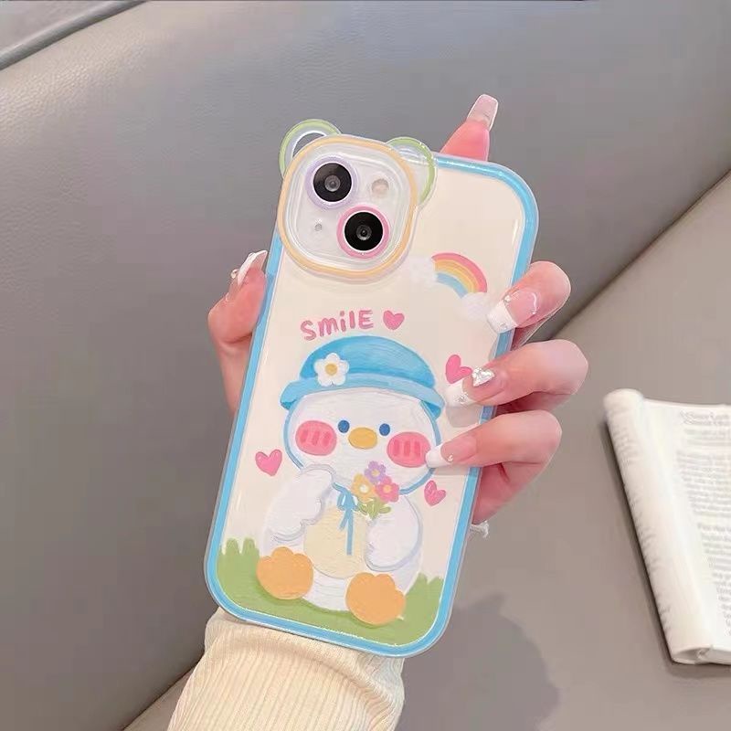 Soft Case Silikon TPU Transparan Motif Bebek Untuk IPhone 13 12 11 Pro X XR XS MAX 6 6S 7 8 Plus