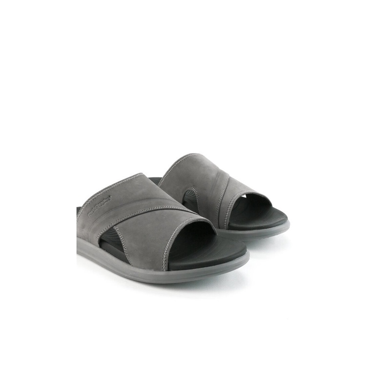 SANDAL SLIDE KULIT HUSH PUPPIES PRIA ORIGINAL BRANDED ASLI ABU-ABU GREY HM25