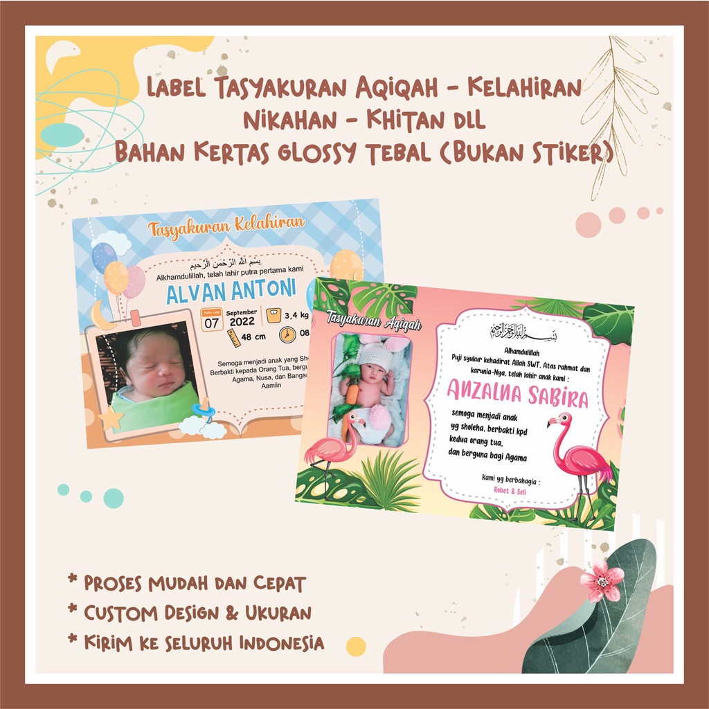 

Label Tasyakuran Aqiqah Khitan Nikahan Kelahiran