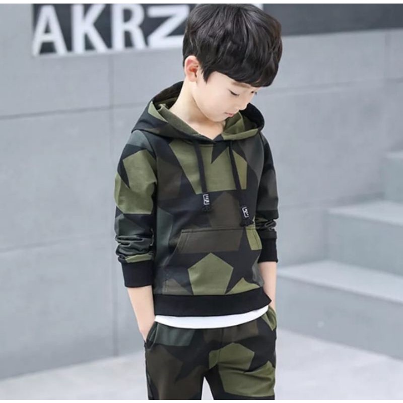 Set Hoodie | Setelan Bebytery Flecce Hoodie Star Hijau 6Bulan-5 Tahun Anak Laki-laki Dan Perempuan New Terbaru 2022