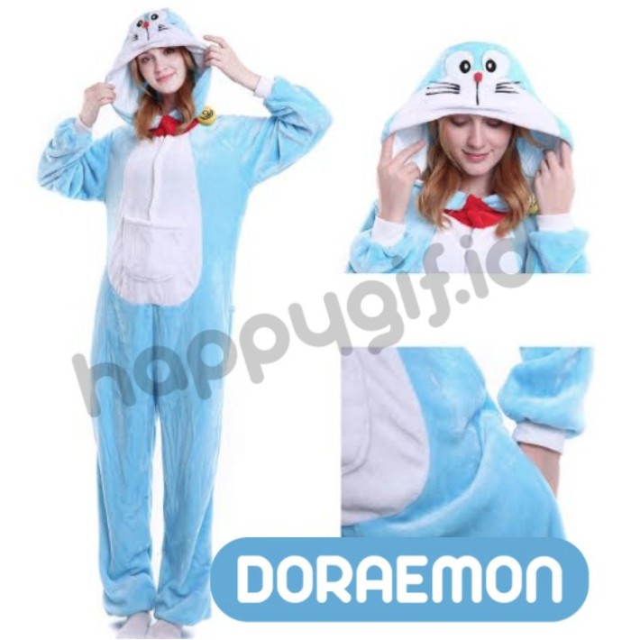 ONESIE PIYAMA KOSTUM DEWASA - KARAKTER 3 DORAEMON HELLOKITTY PINK PANTHER dll