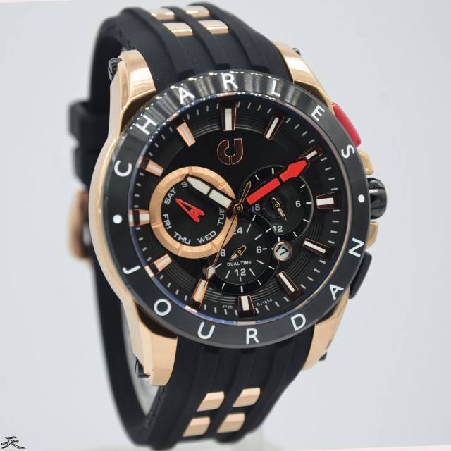Jam Tangan Pria Charles Jourdan CJ 1034 Rubber Original Murah
