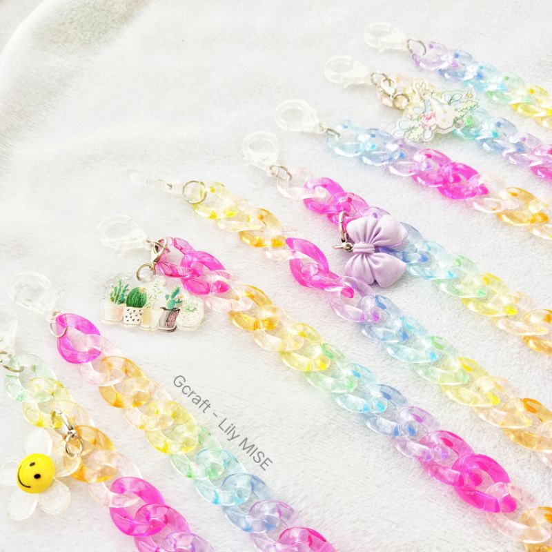 tali masker rantai akrilik besar - pelangi