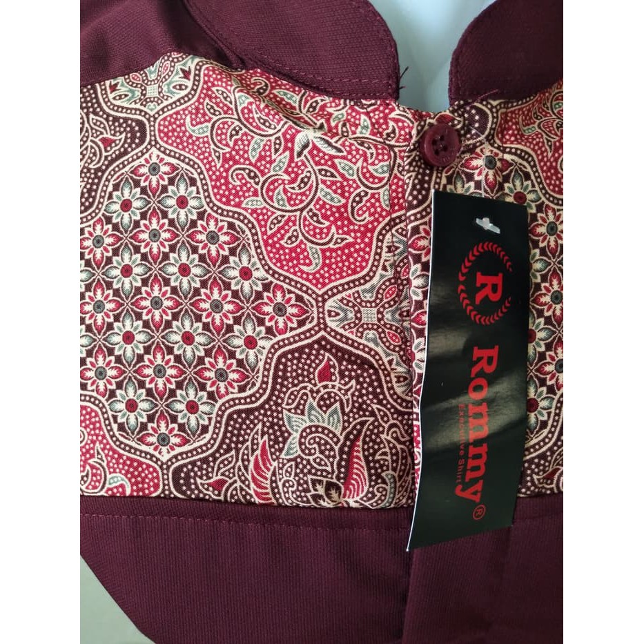 Fashion Muslim - Atasan - Baju Koko Kemeja \\U002F Baju Koko Muslim Pria Exe - Merah Marun Kombinasi