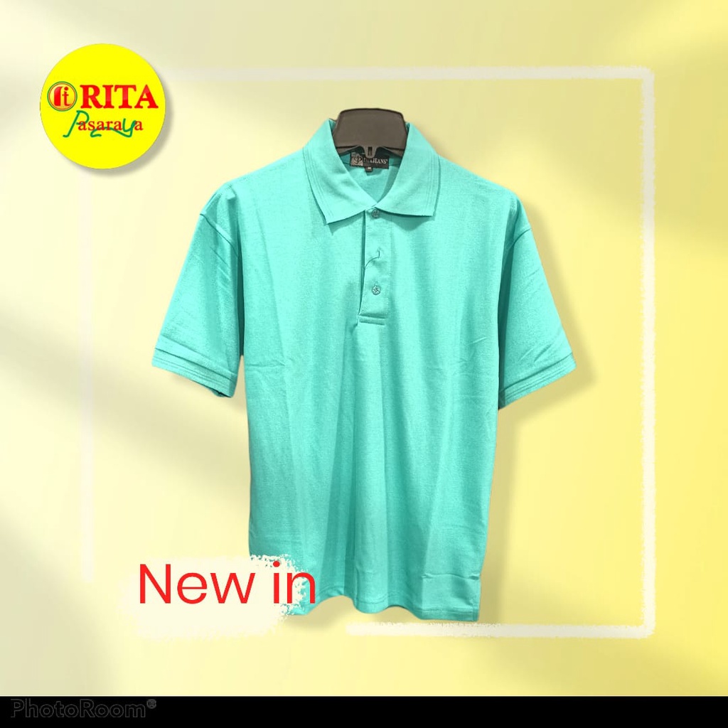 Kaos Kerah Pria Warna Biru Tosca