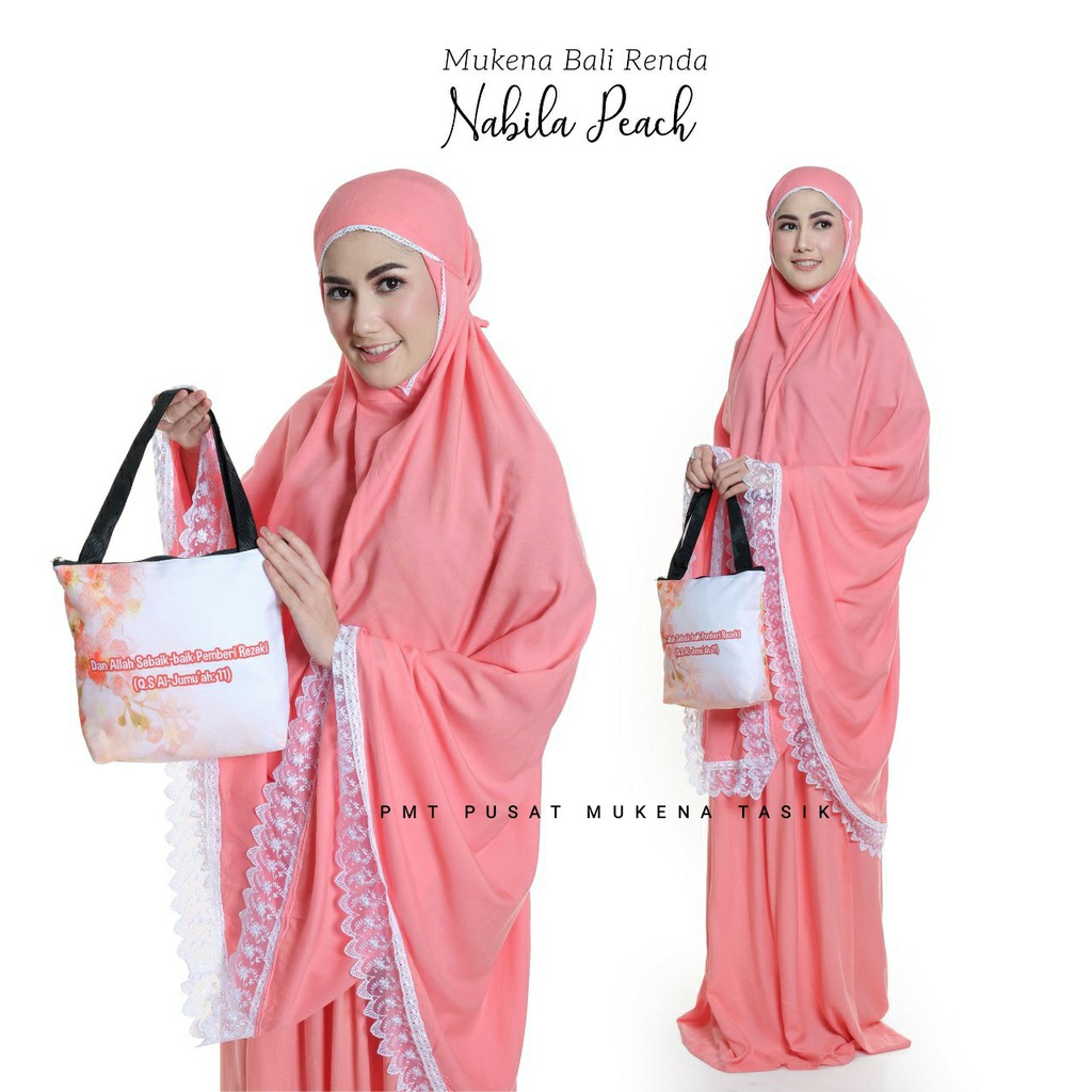 MUKENA DEWASA KATUN RAYON NABILA | MUKENA BALI RENDA POUCH TILE + RAJUT FATMA
