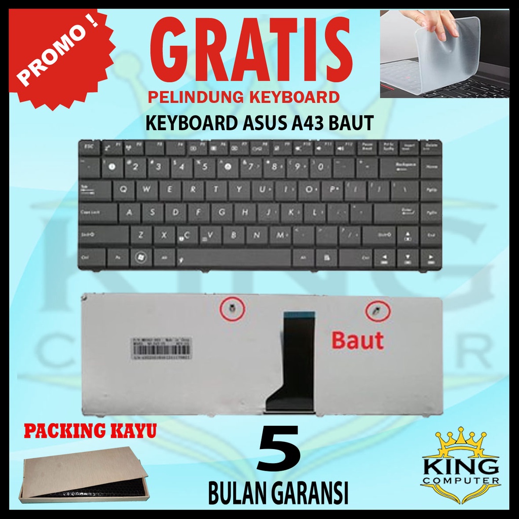 Keyboard Laptop ASUS X43U X43 K43 K43E K43SJ K43T K43U Series Ada Baut