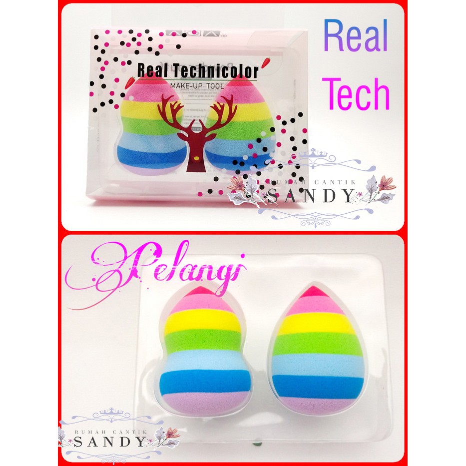 Spons Wajah ~ Real Technicolor ~ Motif PELANGI 2 in 1