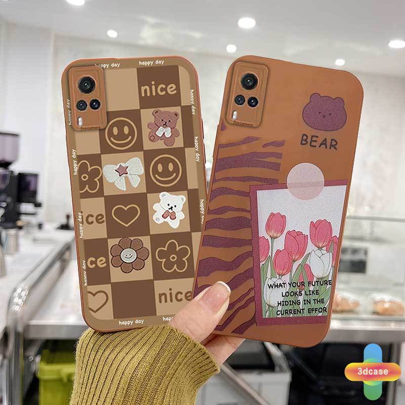 Casing Samsung A52 A32 A12 A51 A03S A10S A50 A20S J7 Prime A02S A20 A72 A50S A10 A30S A52S A30 M12 M10 M01S A54 A15 A16 A9 A5 Y12 Y20 A12 Ins Cartoon Bear Flowers Angel Eyes Camera Protector Phone Case