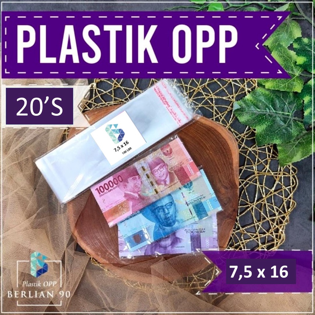 

Plastik OPP 7,5 X 16 CM 18 MIC 100LBR Lem Atau Seal / Plastik Kemasan Bungkus Uang Bucket Termurah