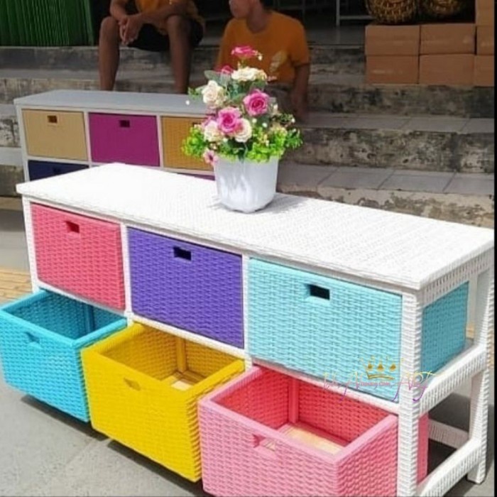 Meja Tv Rotan Sintetis - Bufet Laci Hias Pajangan Rumah Rotan Sintetis