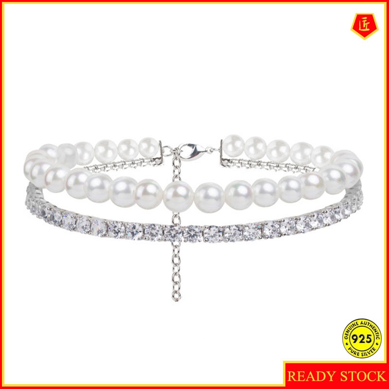 Pearl Necklace for Women Autumn and Winter New Full Diamond Light Luxury Necklace
