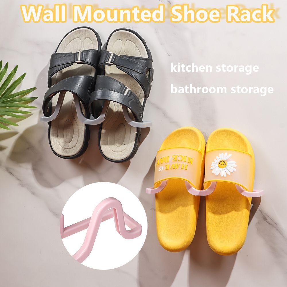 Solighter Rak Sepatu Yang Dipasang Di Dinding Portabel Tahan Lama Hemat Ruang Penyimpanan Hiasan Dinding Artefak Aksesori Kamar Mandi Shoe Organizer