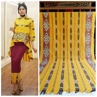 Longdress Tenun Ikat Mix Brukat Gaun Pesta Tenun Shopee Indonesia