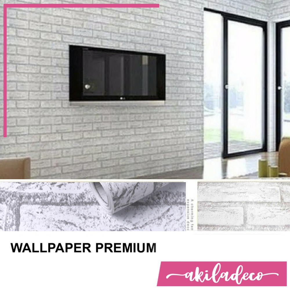 WALLPAPER BATA PUTIH Wall paper Dinding Dekorasi Ruang Tamu PREMIUM QUALITY 45cmx5M