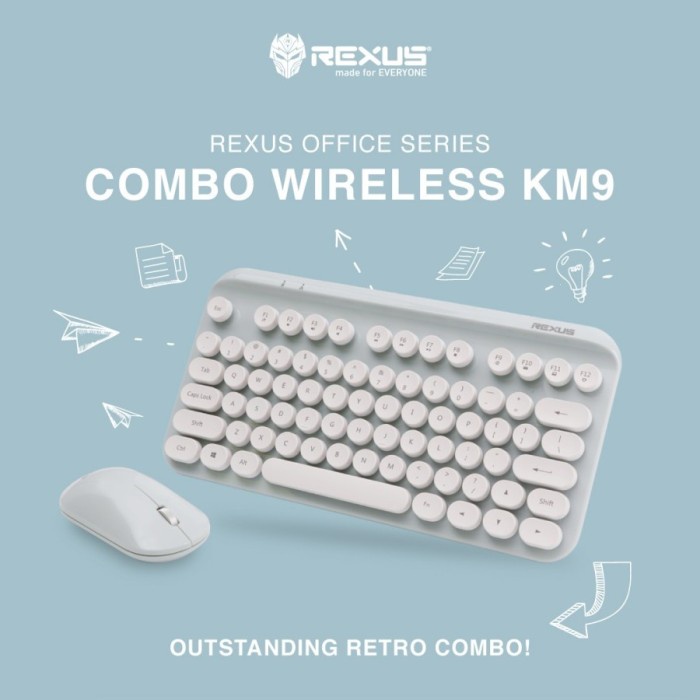 Keyboard Mouse Office Wireless Rexus KM9 Keyboard Mouse Tanpa Kabel