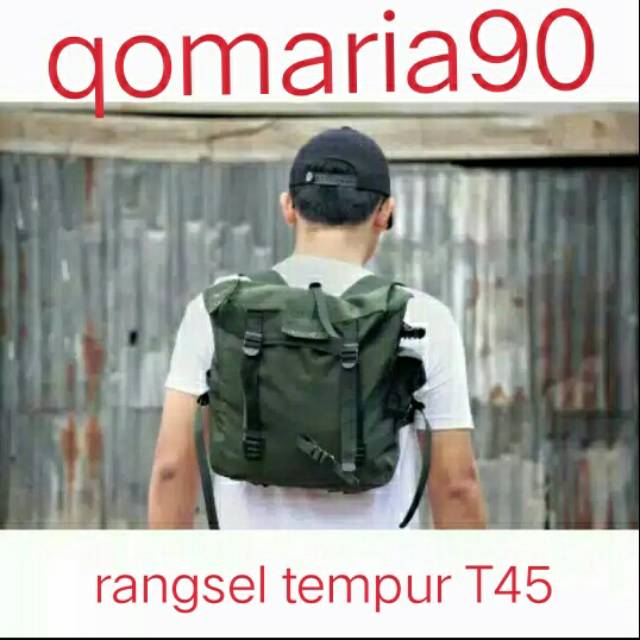 Rangsel tempur /tas tempur T45 warna hitam dan hijau