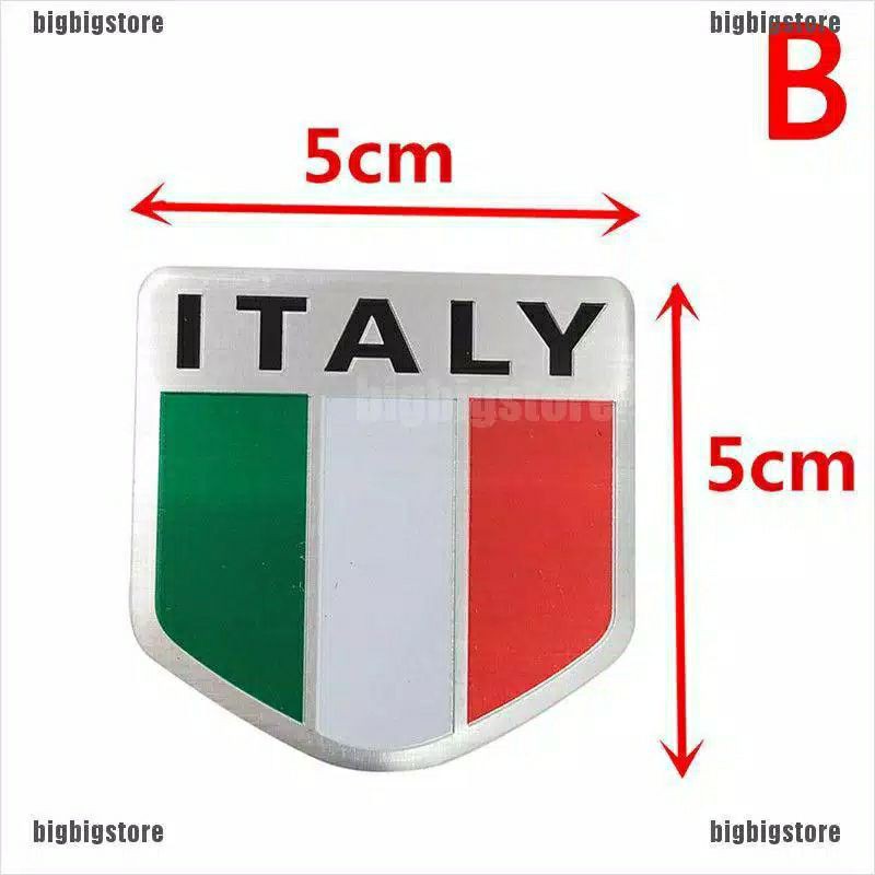 stiker 3D aluminium emblem logo lambang negara bendera jepang italia Inggris dekor mobil motor vespa