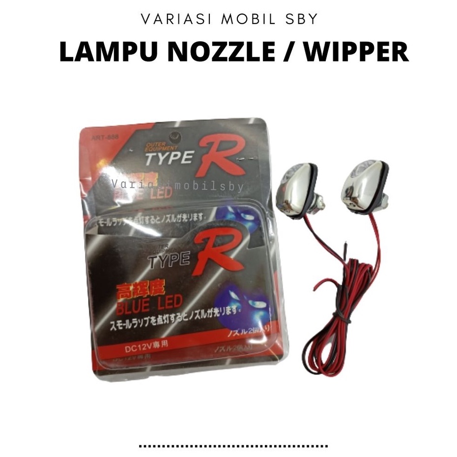 Mata Air Wiper /Washer Nozzle Wiper+ Lampu 2pcs chrome Nozzle nozle semprotan air wiper mobil univer