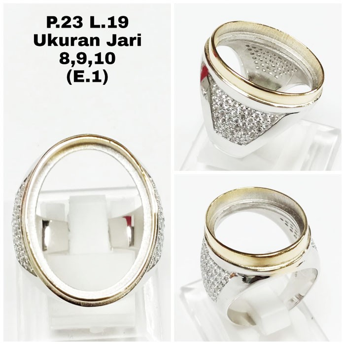 Cangkang Emban Batu Cincin Perak Pria Silver Hongkong 925 Asli Perak 90% Perak HK