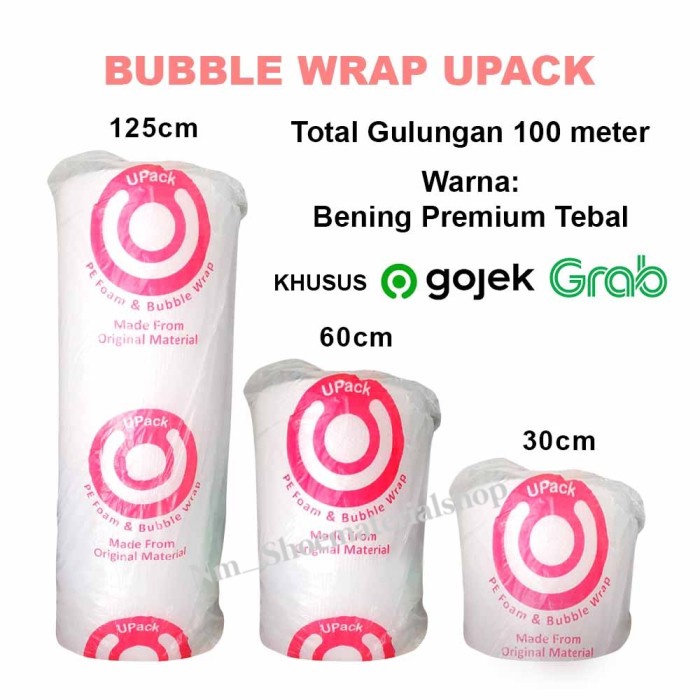 

Ginger- Plastik Bubble Wrap Bening Upack 100 meter /Roll, - 30cm x 100m - 30 CM x 50 M, 1 roll