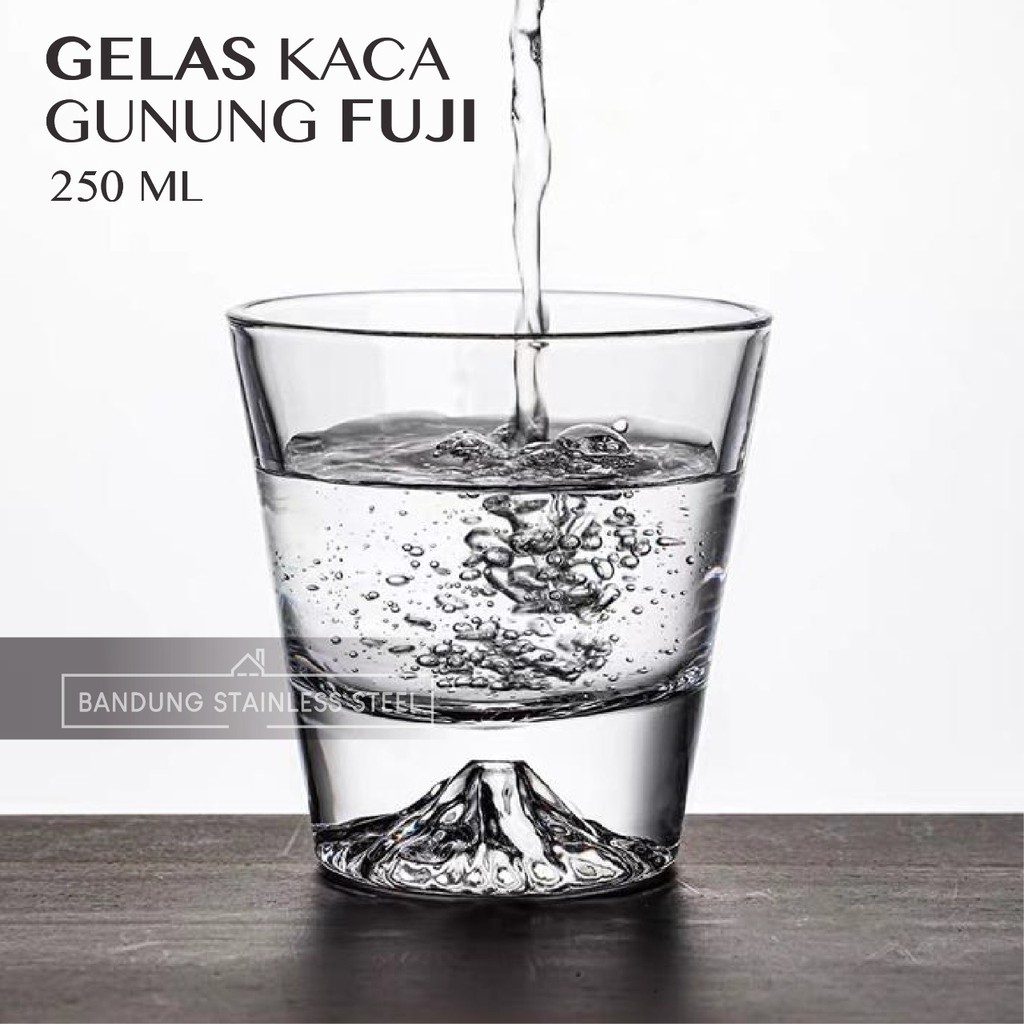 Gelas whiskey 250ml gunung fuji kristal unik cantik glass gaya jepang