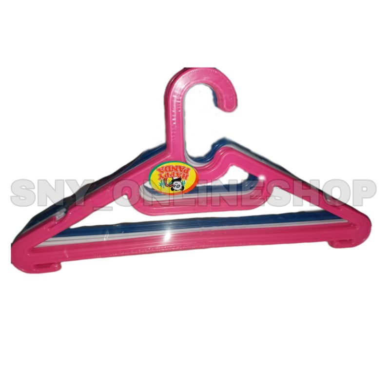 Gantungan Baju Plastik / Hanger Warna Happy Panda (12pcs)