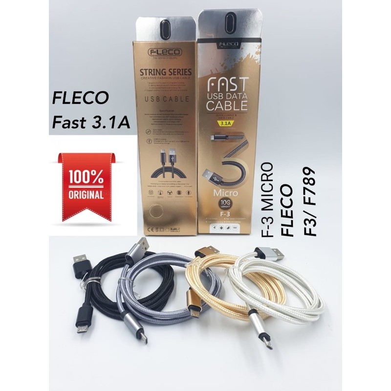 promo kabel data fleco f3 / f789 micro fast charging qualcomm 3.0