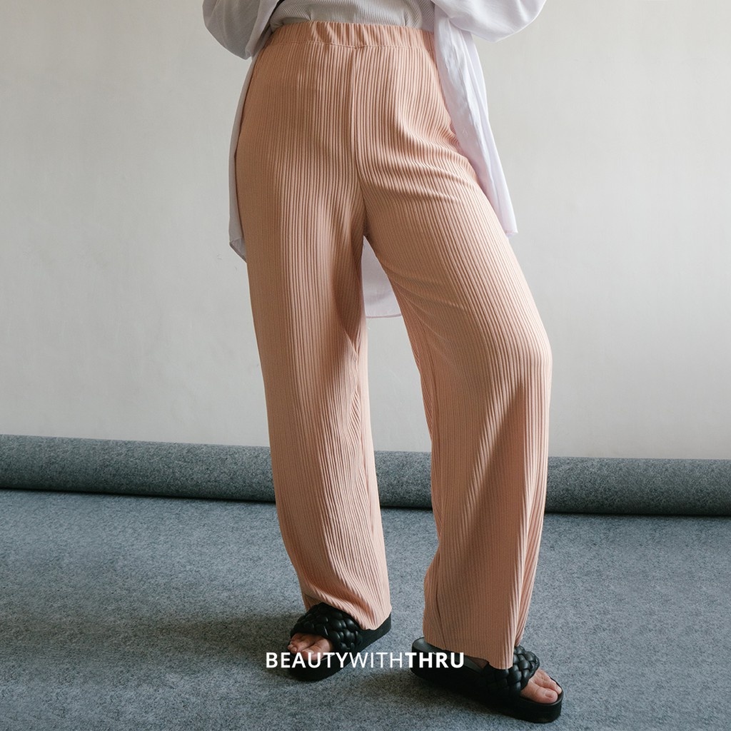 Pleats Highwaist Pants -  Thruoutfit