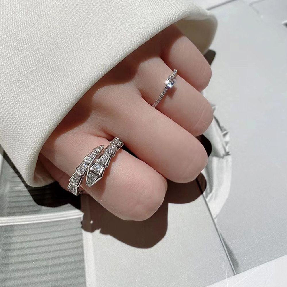 Nickolas1 Cincin Ular Mode Kepribadian Yang Dapat Disesuaikan Berlian Imitasi Tembaga Gaya Jalanan Punk Ring