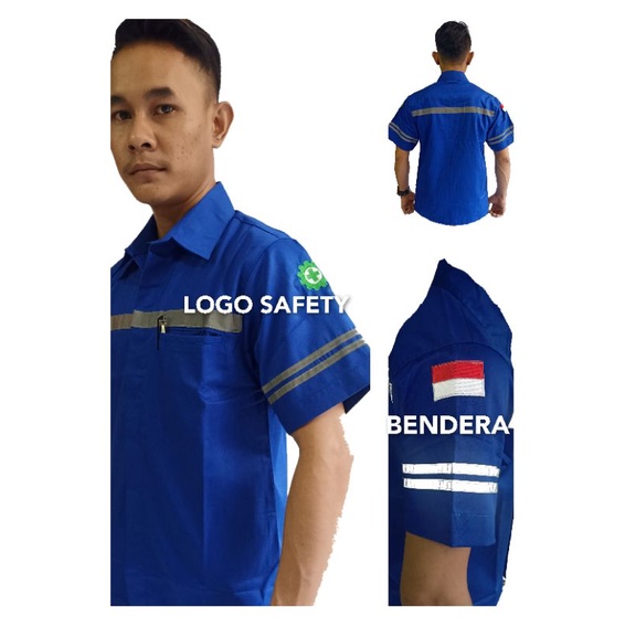 Atasan Wearpack tangan pendek/Baju kerja proyek/seragam safety/kemeja kerja lapangan/baju karyawan