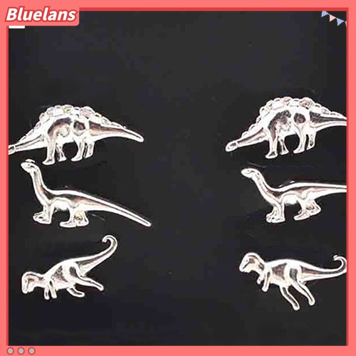 3 Pasang Anting Stud Tindik Bentuk Hewan Dinosaurus Gaya Vintage Punk Untuk Wanita