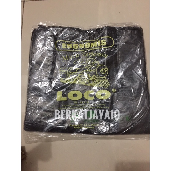 Kantong Plastik Kresek 28x48 Loco Ekonomis Hitam Tipis isi 50 pcs