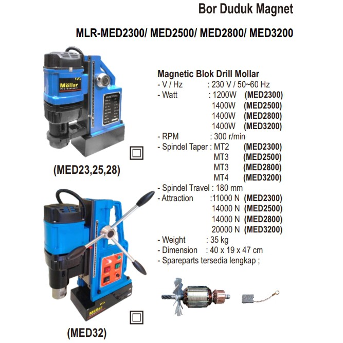 Mesin Bor Magnet Mollar 32mm Magnetic Drill Mollar 32 mm