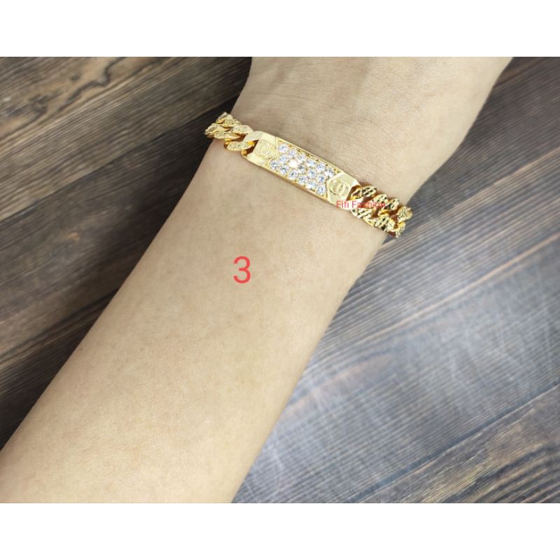 Fifi Fashion Gelang Sisik Naga Ukir 2 Kombinasi Fashion Model Perhiasan Lapis emas 08#