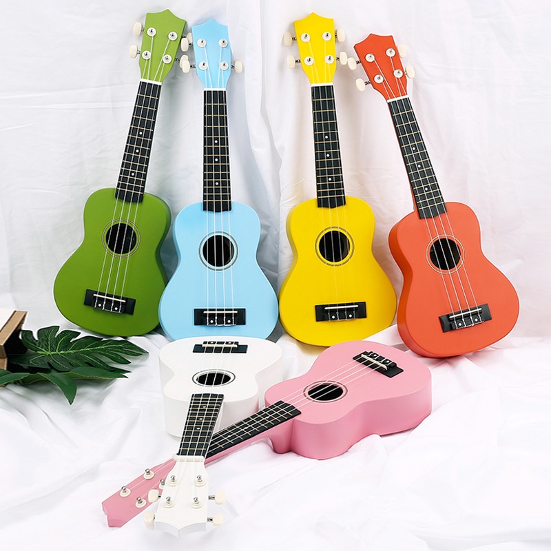 Instrumen Gitar Akustik Ukulele Soprano 4 Senar Bahan Serat Karbon Ukuran 21 Inci 7 Warna Untuk Pemula