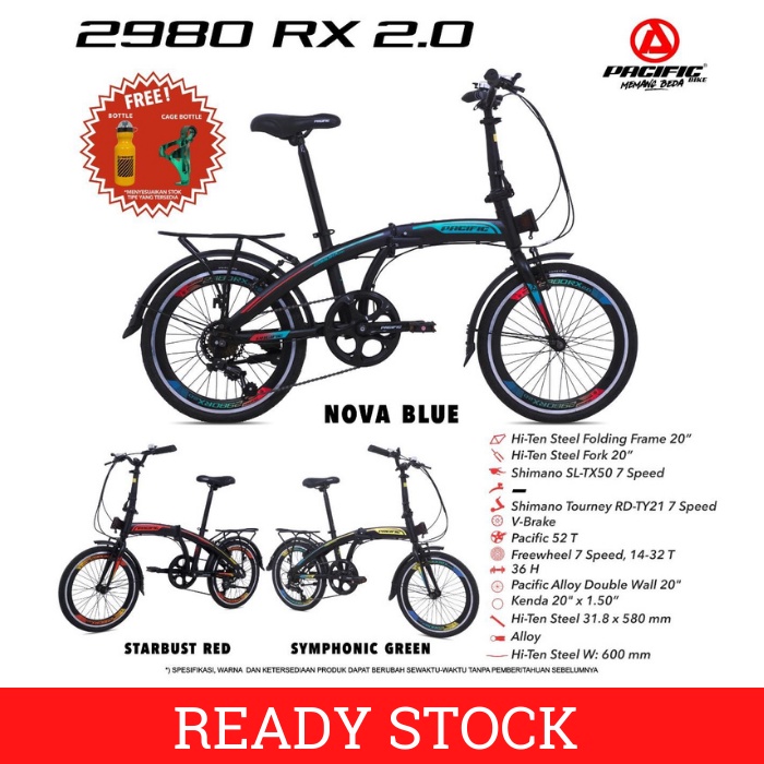 Sepeda Lipat 20 Inch PACIFIC 2980 RX 2.0 7 Speed + Boncengan + Garansi