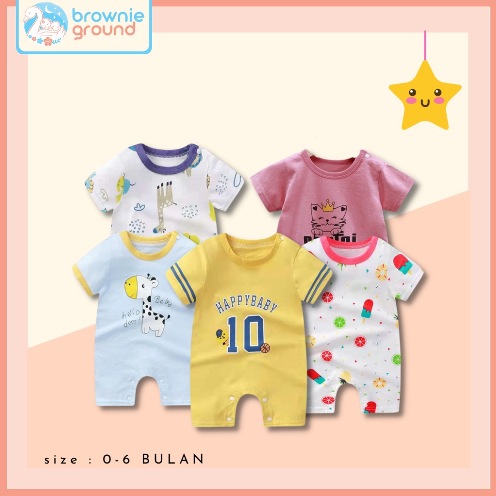 Baju bayi newborn import / jumper bayi Karakter usia 0-6 bulan full kancing bahan halus