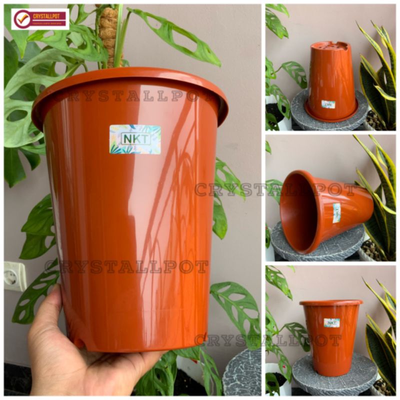 pot bunga tanaman tinggi nkt tower merah bata 21cm - NKT TOWER 21