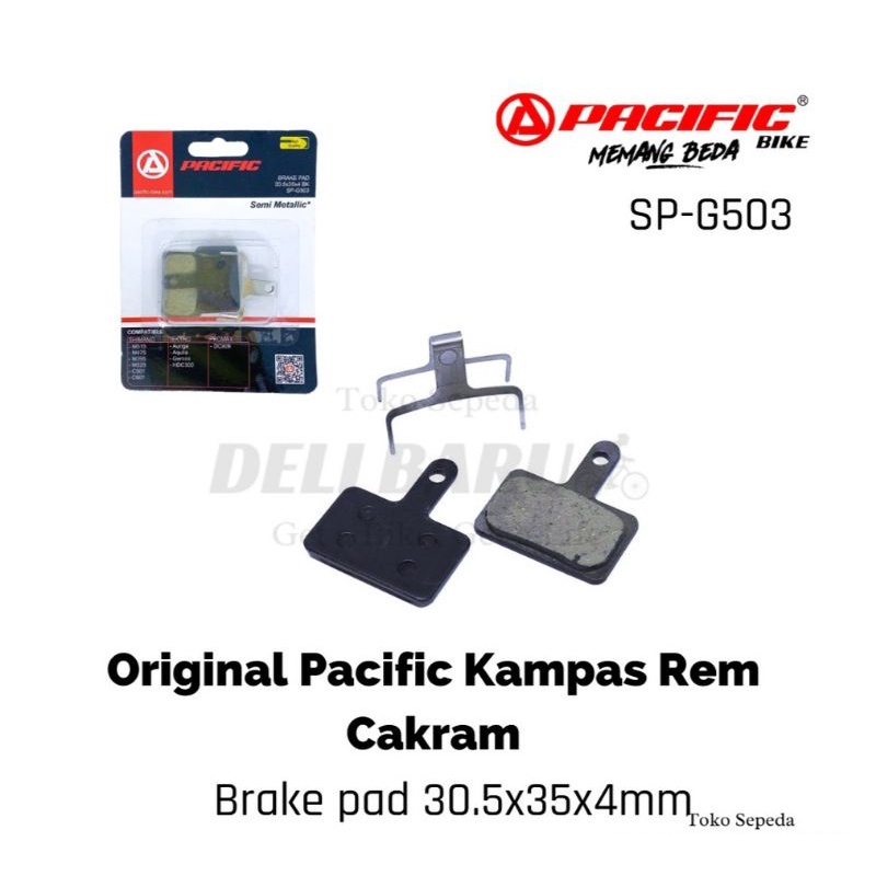 Kampas rem pacific sepeda MTB model segi untuk cakram Shimano, Tektro G503