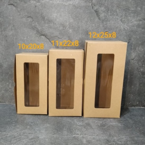 

Dus Kaca Kraft Coklat 10x20x8 isi 10pcs Dus Kue Laminasi