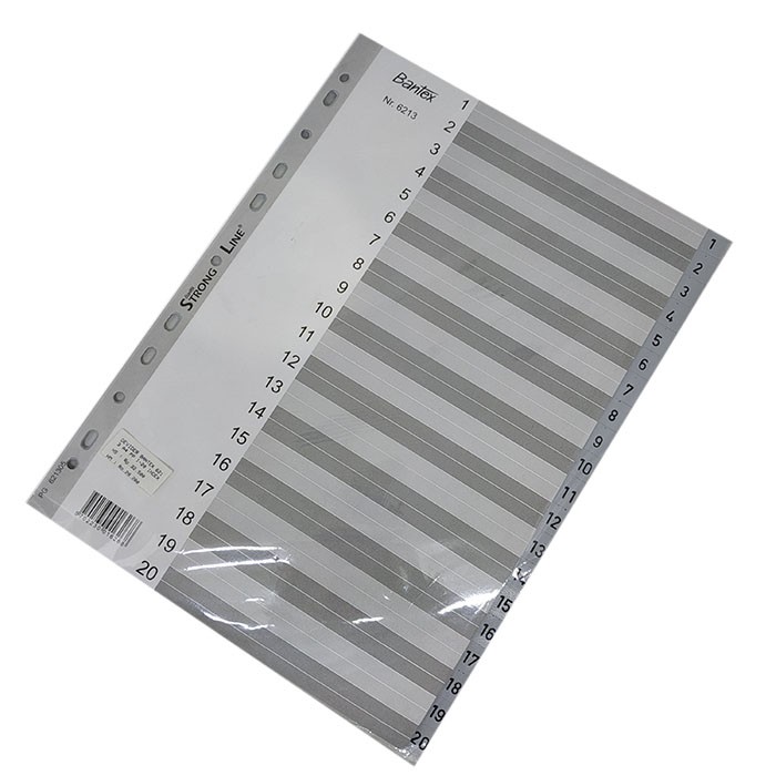 

Tokotab - Devider Bantex 6213 A4 PP 1-20 INDEX GREY