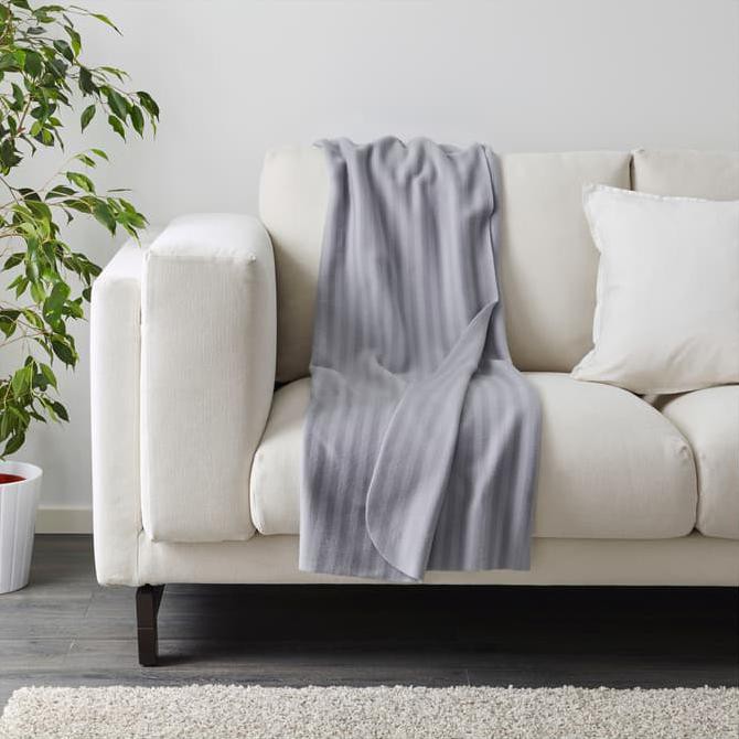 A958 Ikea Selimut Fleece 120X160 Cm Abu Abu Vitmossa Throw Blanket