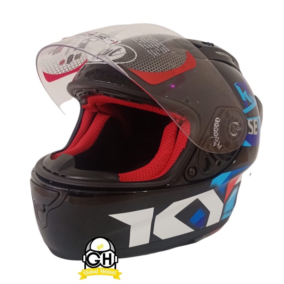 HELM FULL FACE KYT RC7 RC-7 RC SEVEN MOTIF #19 BLACK BLUE