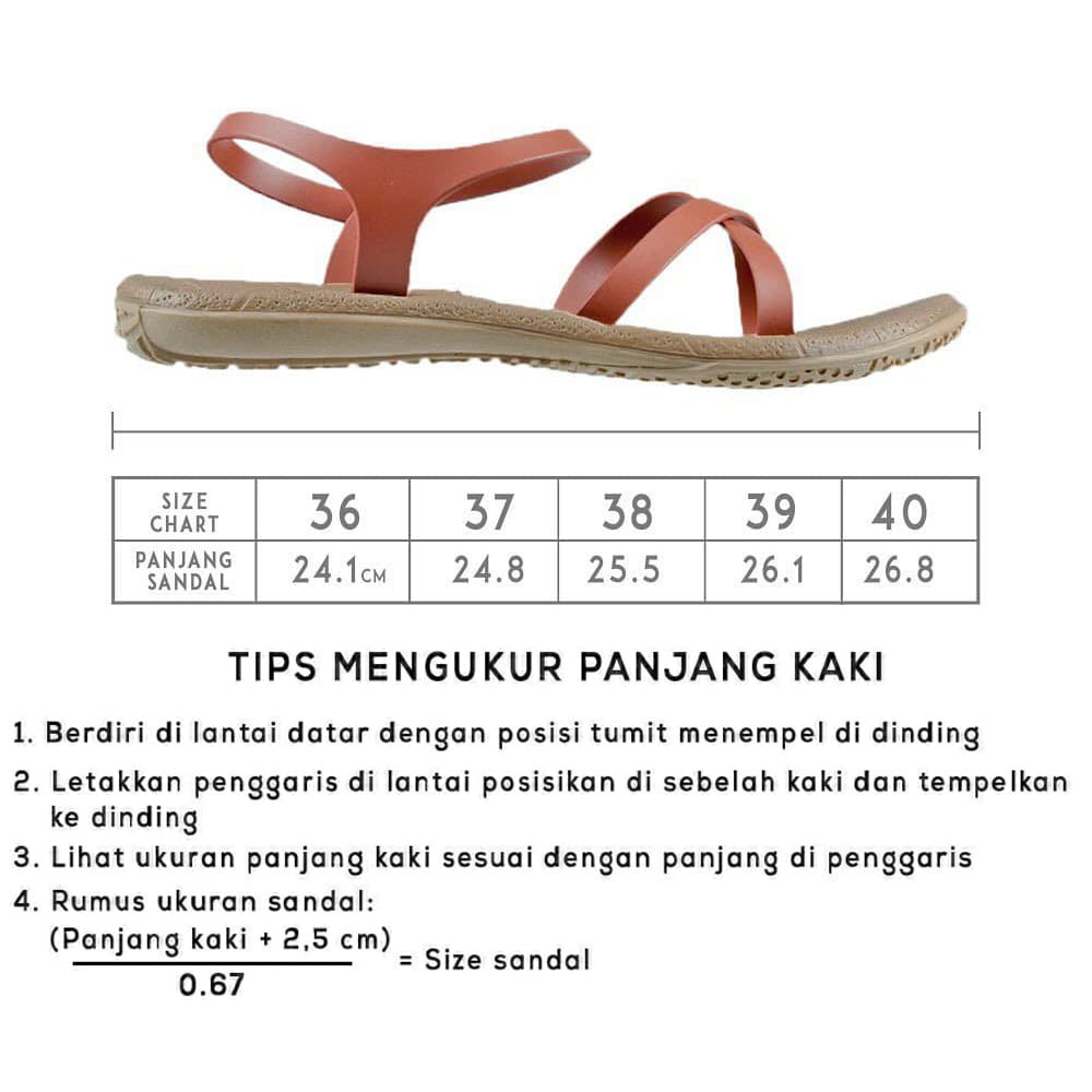 Camou Sendal - VIVIAN Amaretto Sandal Flat Tali Wanita Casual Bahan Full Karet Anti Licin Tersedia Ukuran 36-40